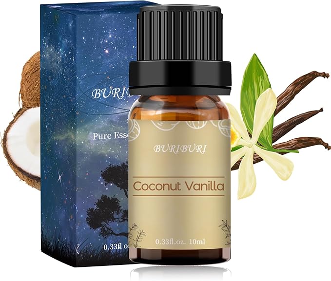 BURIBURI Coconut Vanilla Essential Oil, 10ml Premium Grade Scented Oil Coconut Vanilla Fragrance Oil for Diffuser, Massage, Candle, Soap Making - Bloomnest