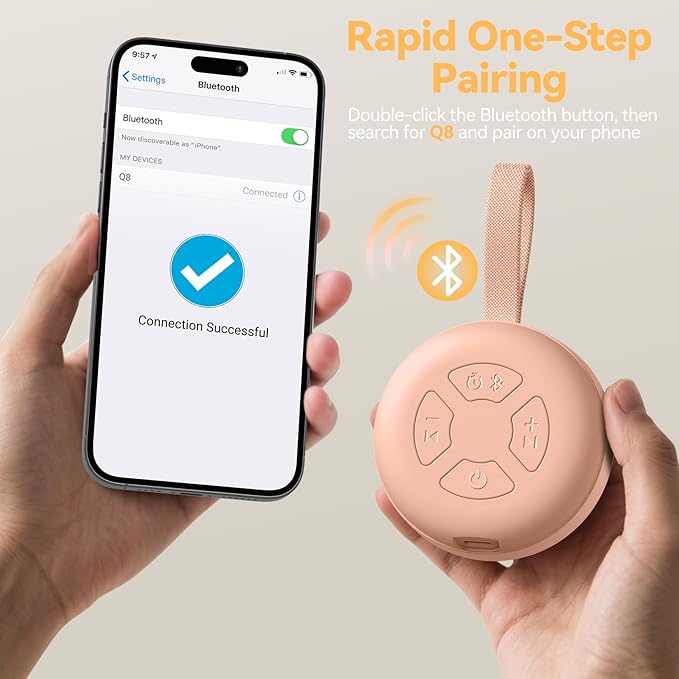 Portable Sound Machine for Baby | White Noise | 12 Soothing Sounds | Noise Canceling for Travel, Office, Nursery | Baby Shower | Registry Gift | Sleep Soother for Babies Kids Adults | Peach - Bloomnest
