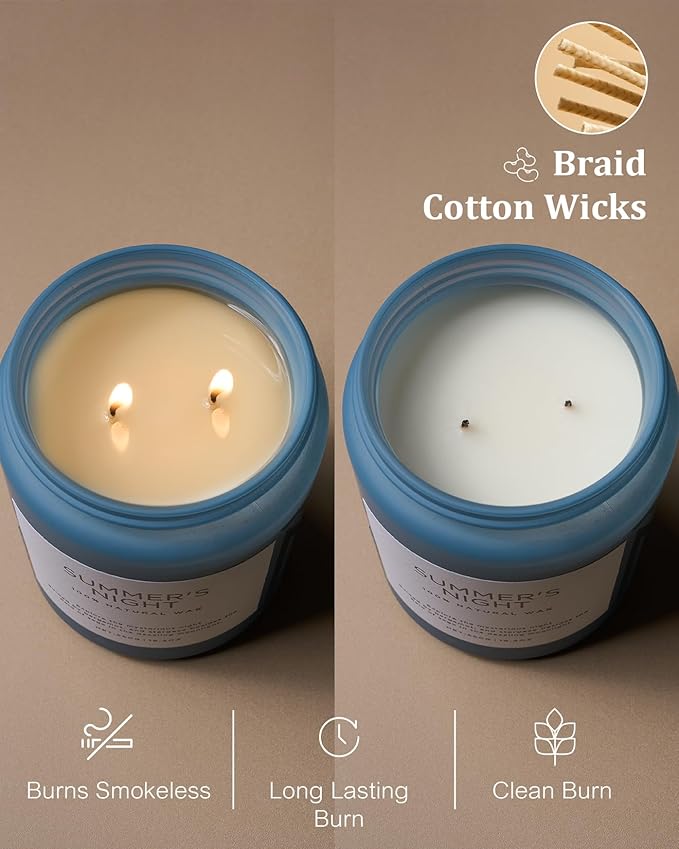 M&SENSE Summer's Night Soy Candle, Large 2 Wick, 19.4oz Up to 110 Hours Burn Time, Natural Scented for Home, Manly Candle in Glass Jar for Bedroom - Bloomnest