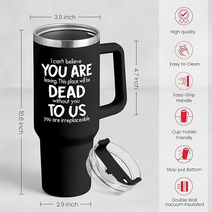 SANDJEST Leaving Job Gifts for Coworkers Tumbler 40oz Stainless Steel with Handle and Straw, Farewell & New Job Gifts for Colleagues - Bloomnest