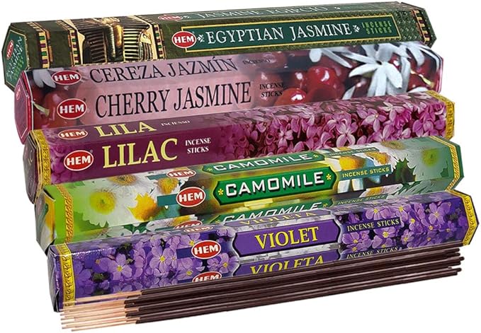 TRUMIRI Incense Sticks Variety Pack #13: 5 Fragrances (Egyptian Jasmine, Cherry Jasmine, Lilac, Camomile, Violet) - 100 Sticks (20 of Each) with Holder - Bloomnest