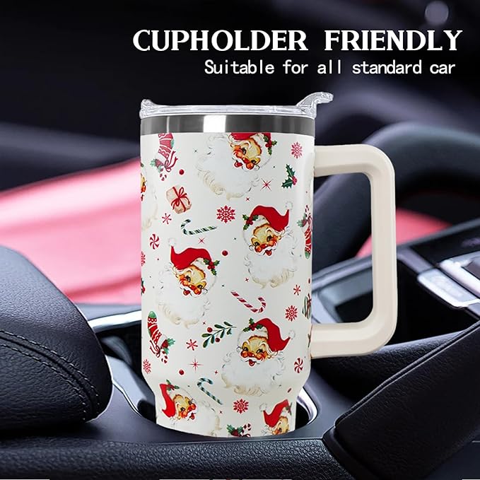 Ceovfoi 40 Oz Santa Tumbler With Handle, Santa Coffee Travel Mug Cup, Christmas Decor, Gifts for Women - Bloomnest