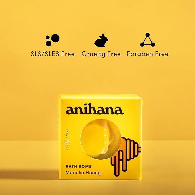 ANIHANA Bath Bomb with Coconut Oil, Paraben Free, Hand-Crafted Luxury Fizzers, Refreshing Manuka Honey Scent, 6.3 oz - Bloomnest