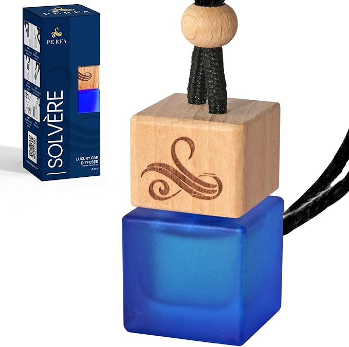 Solvère Car Air Freshener for Men | Perfume Style Freshener with Solvère Fragrance | Strong Freshener with Odour Eliminating Technology with Vent Clip | Car Air Freshener by Perfa - Bloomnest