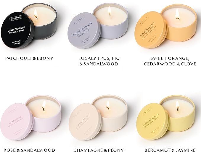 Benevolence LA Candle Gift Set – 6 Fall Scented Candles (1.4 oz) | Aromatherapy Candles with Orange, Eucalyptus, Rose & Jasmine | Cozy Seasonal Gift - Bloomnest