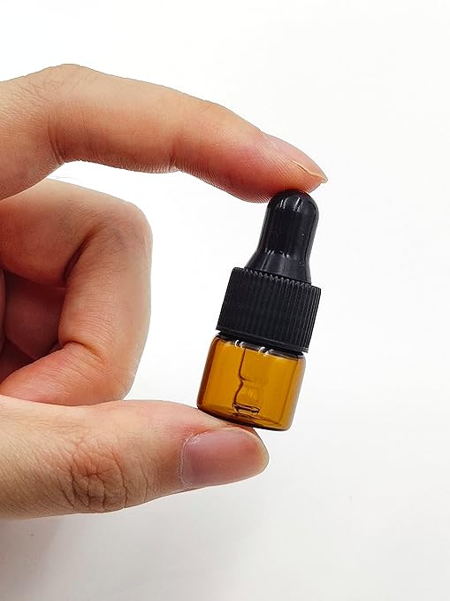 15Packs 1ml Tiny Amber Glass Mini Dropper Bottles for Essential Oils, Cosmetics, and Liquid Small Empty Travel Sample Vials with Dropper and Black Caps YYNGJCK