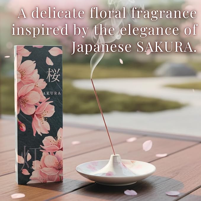 Sakura CherryBlossoms Premium Japanese Incense Sticks 60sticks Coreless Low Smoke Natural Charcoal Free Non Toxic Kyoto Aroma Aromatherapy Meditation Calming Stress Relief Relaxation TOMORI VECTillJapan-TOMORIofficial-