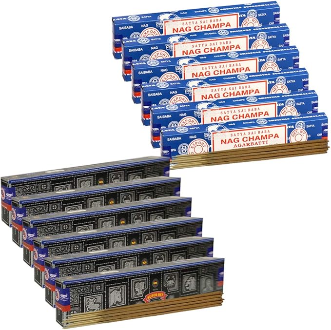 Nag Champa Incense Sticks and Super Hit Incense Sticks with Incense Holder Bundle for Home Fragrance and Spiritual Décor TRUMIRI