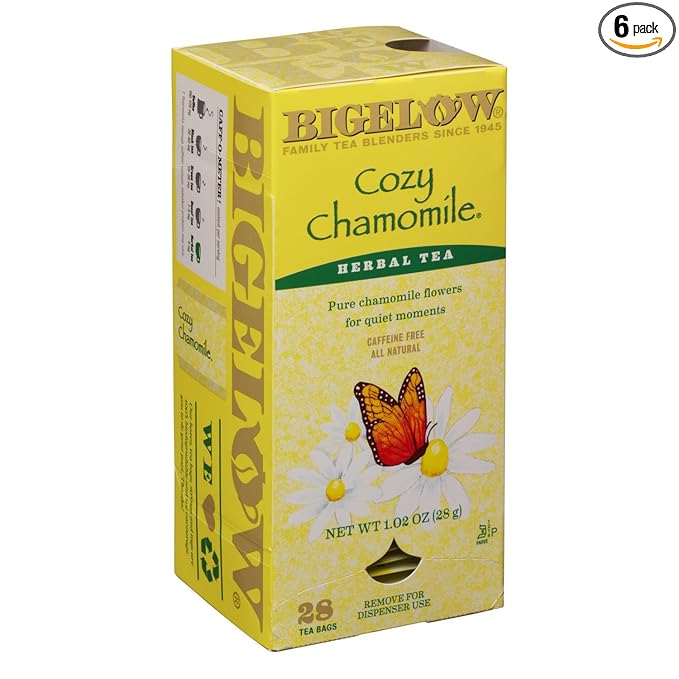 Bigelow Cozy Chamomile Herbal Tea Bags 28-Count Boxes (Pack of 6) Chamamile Tea Bags Relaxing Herbal Tea All Natural Gluten Free - Bloomnest