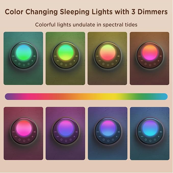 Peakeep White Noise Portable Sound Machine Sleeping Light for Adults Baby, Loud Clear Speaker, 25 Hours Continuous Audio 27 Noise Fan Nature No-looping Sounds, 30 Volume, Battery Operated - Bloomnest