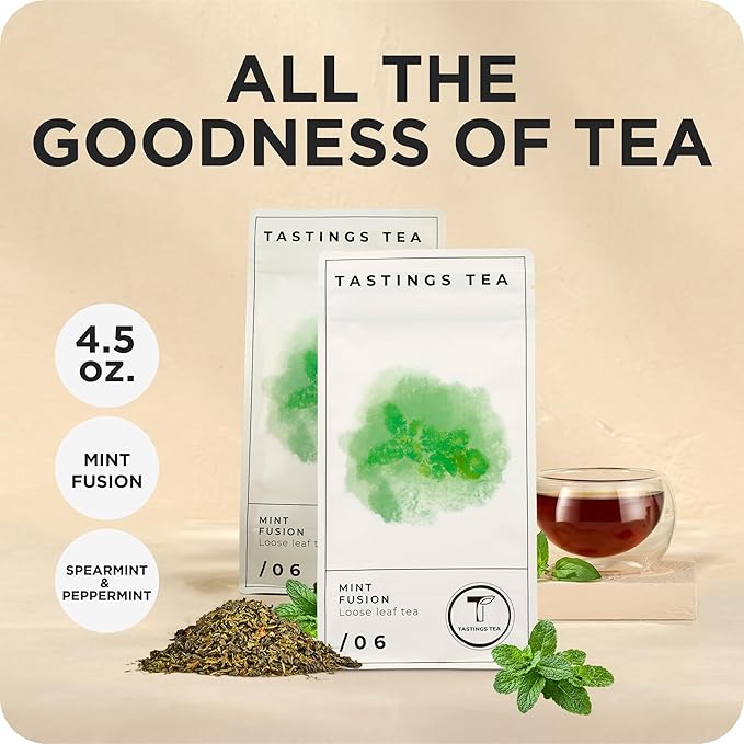 Tastings Tea Mint Fusion - 4.5 oz Loose Leaf | Energising Boost | Small-Batch Freshness - Bloomnest
