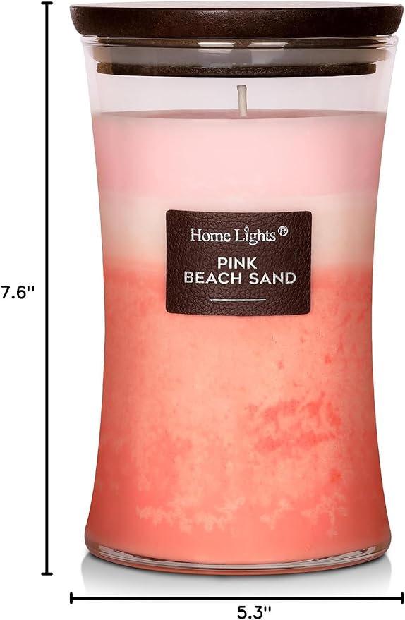 HomeLights 3-Layer Candles for Home Scented, 21.52 OZ Natural Soy Wax Scented Candles Burns Up to 100 Hours, Large Jar, Pink Beach Sand - Bloomnest