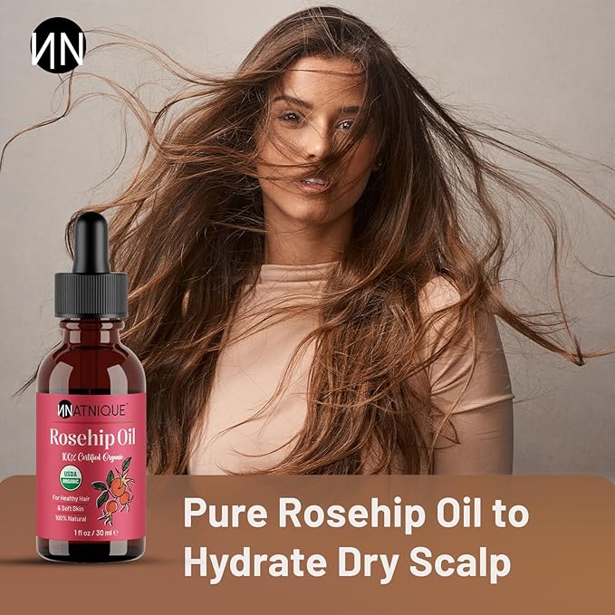 Natnique Organic Rosehip Seed Oil, 1 oz – USDA Certified Cold-Pressed Moisturizer for Face, Skin & Hair – Natural Hydrating Serum for Wrinkles & Fine Lines – Ideal for Gua Sha Massage & Radiant Glow - Bloomnest