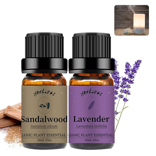 yethious Sandalwood Lavender Essential Oil Set 2 Pack 100% Pure Organic Sandalwood Essential Oil Undiluted Lavender Aromatherapy Oils for Diffuser, Perfume, Soap, Candle Making 2 x 10ML - Bloomnest
