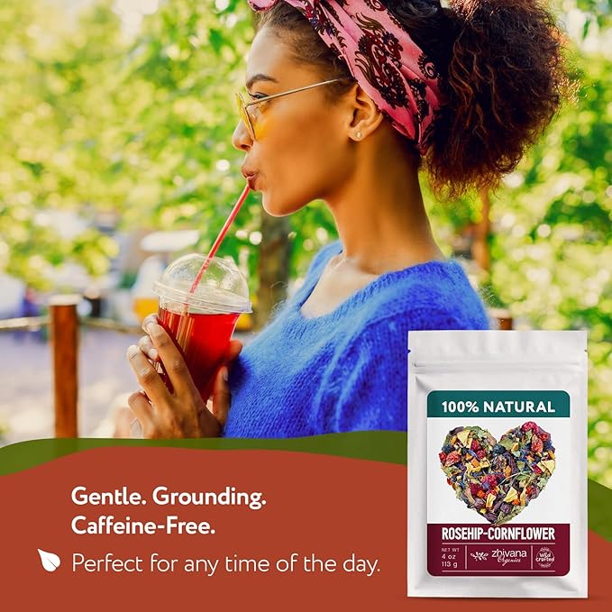 Cornflower Rosehip Herbal Tea – Loose Leaf Caffeine-Free Blend with Hibiscus, Lemon Balm & Elderflower – No Flavorings, No Colorants, No Sweeteners – Pure & Natural – 4oz - Bloomnest