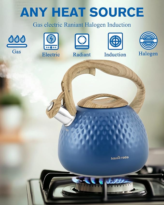Tea Kettle,2.5 Quart Stovetop Tea Kettles Loud Whistle,Food Grade Stainless Steel Water kettles for Stove Top with Anti-hot Ergonomic Handle,Suitable for All Heat Sources - Bloomnest