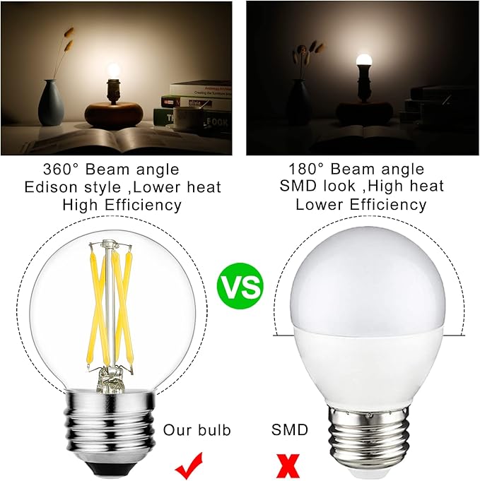 LiteHistory E26 LED Bulb 4W Equal E26 Edison Bulb 40 Watt Neutral White 4000K E26 Bulb Dimmable AC120V 400lm G16.5 Light Bulb led for Rustic Sputnik,Chandeliers,Vanity,Wall sconces Pack of 6 - Bloomnest