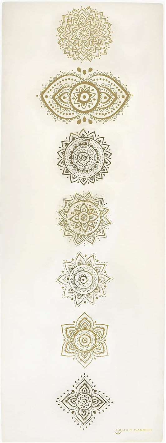 Shakti Warrior Shanti PU Yoga mat - Artist Designed, Premium eco friendly mats, Non Slip, Non Toxic, Great for Regular & Hot Yoga, Pilates and Work out (72 inch x 28 inch x 5mm Thick)k out (72 inch x 28 inch x 5mm Thick)