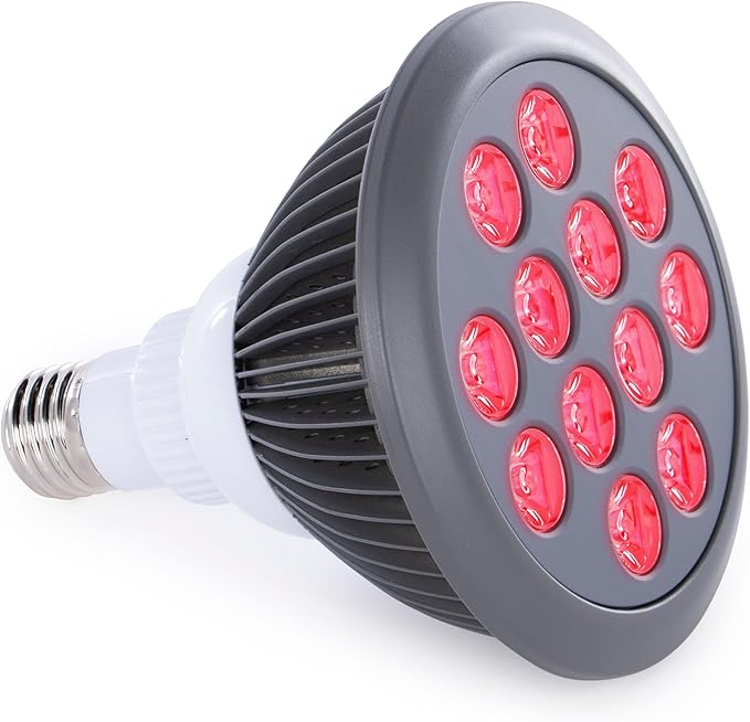 hooga Red Light Therapy Bulb, 660nm & 850nm Red & Near Infrared Light, 12 Dual-Chip LEDs, Targeted Light Bulb with Base & Braided Power Cord for Home Wellness Routine, HG24 Hooga