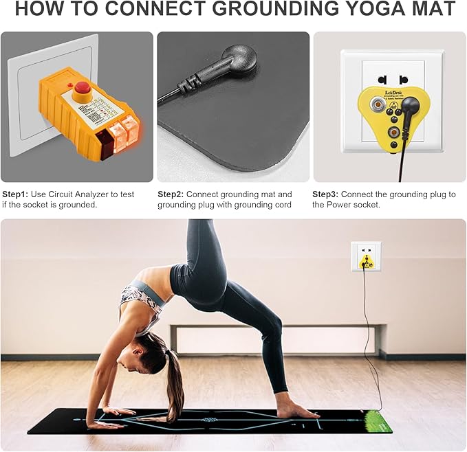 Grounding Yoga Mat, 72x24inch, Earthing Sleep Pad for Physical Therapy, Exercise & Workout Non Slip Mat, Reduce Anxiety and Improve Sleep - Bloomnest