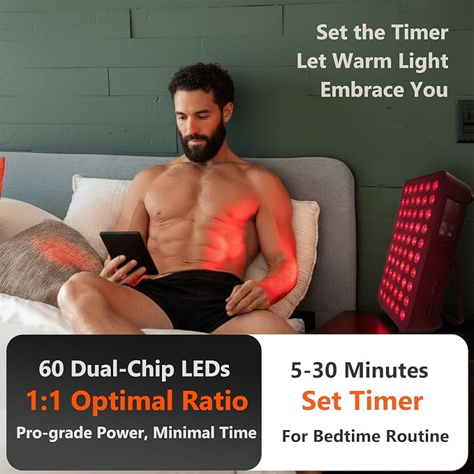Red Light Therapy Panel, Dual Chip LED 660nm 850nm Near Infrared Light for Body & Face, High Power Red Light Therapy Device for Muscle Recovery, Joint Pain Relief, Skin Rejuvenation at Home SubrunLightTherapy