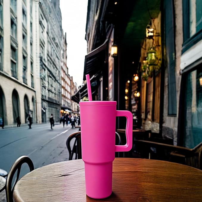 40 oz Tumbler with Handle, 304 Stainless Steel Leak Proof Cup, Thermal Cups for Hot and Cold Drinks, Tumblers with Lids and Straws - Bloomnest
