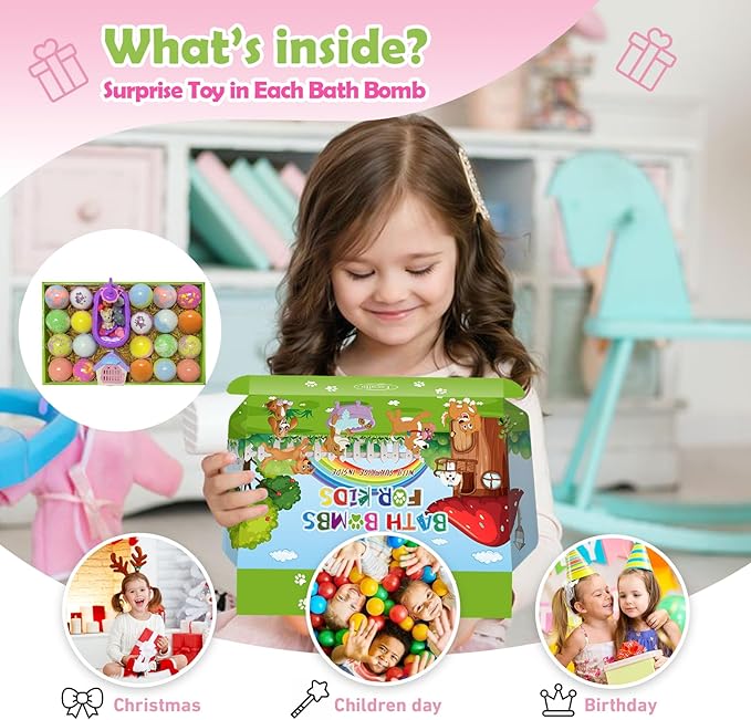 Bath Bombs for Kids with Surprise Inside, 20 Pack Kids Bath Bombs with Puppy Dolls Inside, Safe Handmade Bubble Bath Fizzies Bomb, Ideal Birthday Christmas Easter Egg Gift Set - Bloomnest