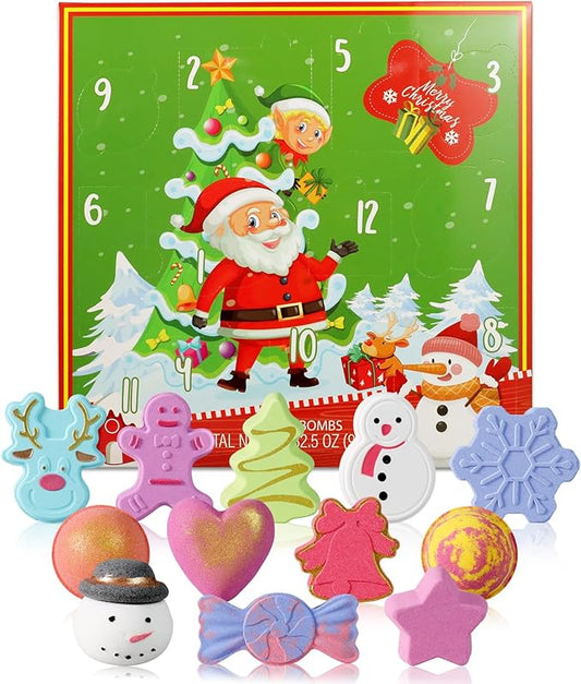Christmas Advent Calendar 2025 Bath Bombs Gifts for Kids - 12PCS Surprising Bubble Bath Bombs Inside, Countdown Calendar Christmas Stuff Gifts for Girls, Women, Boys - Bloomnest