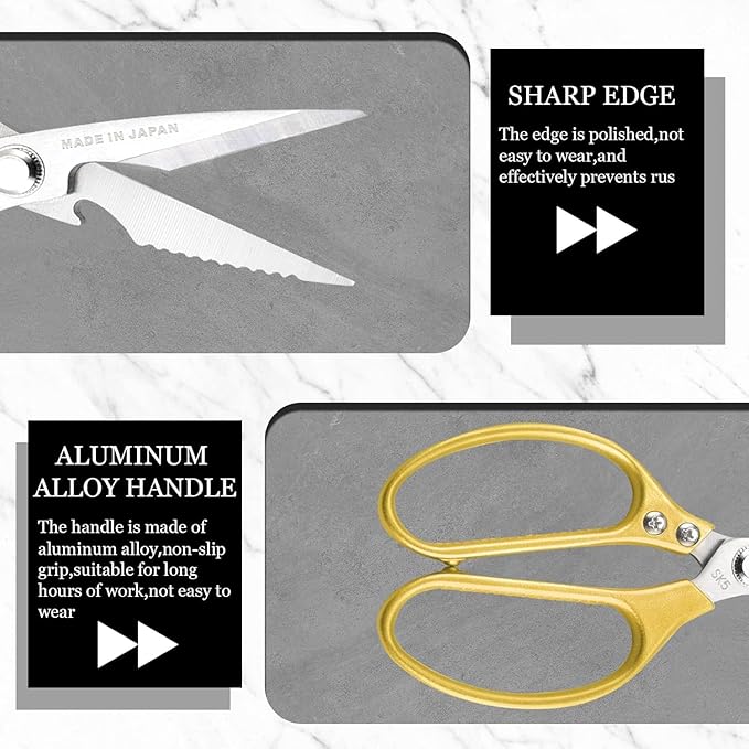 Kitchen Scissors All purpose, Have duty Stainless Steel Cooking Shears for Cutting Meat, Chicken,Poultry, Fish, Herbs, Seafood Scissors with Comfort Grip gold - Bloomnest