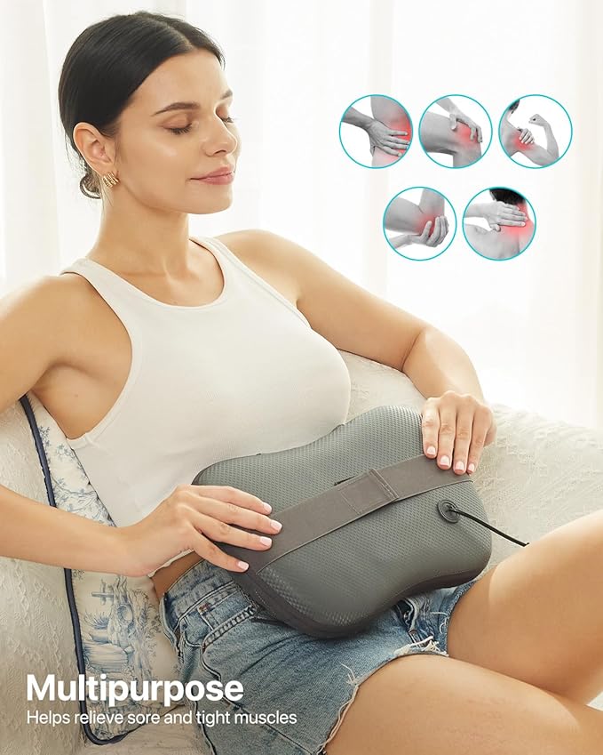 ALLJOY Shiatsu Neck and Back Massager with Soothing Heat,3D Kneading Massage Pillow for Muscle Pain Relief, Use Unplugged,Detachable Cover-Christmas Gifts for Women Men Mom Dad - Bloomnest