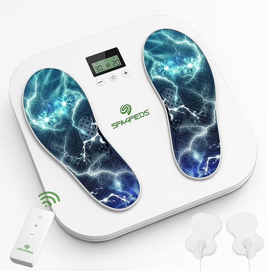 Foot Massager for Neuropathy, Rechargeable EMS TENS Foot Stimulator, Relieve Plantar Fasciitis, Swelling, Cramps– Remote Control, 10 Modes 20 Intensities – Gifts for Women Men Mon Dad - Bloomnest