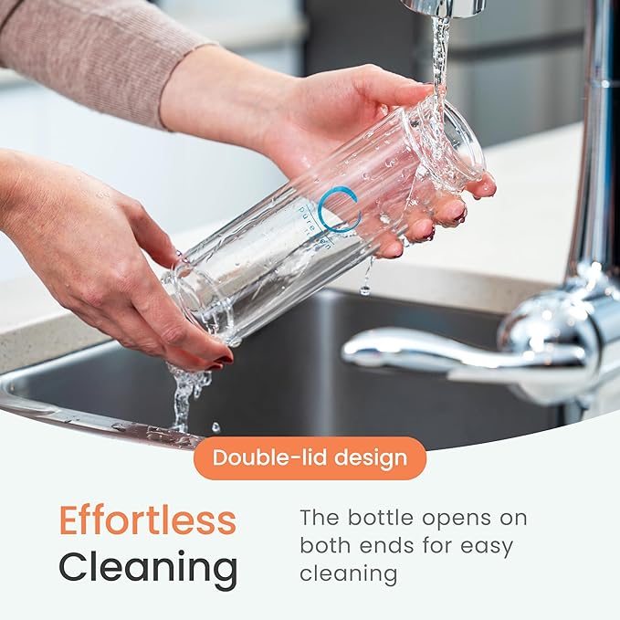 Pure Zen Tea Tumbler with Infuser - Double Wall Glass Travel Mug with Stainless Steel Filter - Leakproof Tea Infuser Bottle for Loose Leaf Infusions and Fruit Infused Water - Unique Gift Set - 13 oz