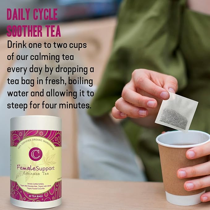 Dr. Cowan’s Garden Organic Ashitaba Tea - 20 Teabags - Female Support Hormone Balance - Supports Periods & PMS, Healthy Cycle Tea with Mint Chocolate Maté, Lady’s Mantle, & Ashitaba Herbs Grown in USA - Bloomnest