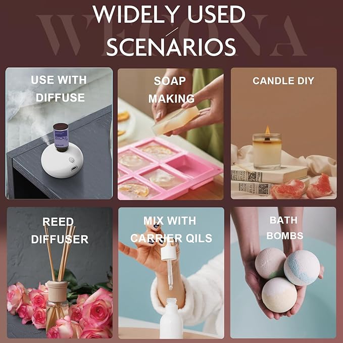 Men's Essential Oils for Diffusers for Home - 6x10ML Fragrance Oil for Candle Making - Leather, Sandalwood, Coffee, Cedarwood, Cinnamon & Amber Accord | Essential Oil Set for Soap & Gifts WECONA-NaturalRemedies
