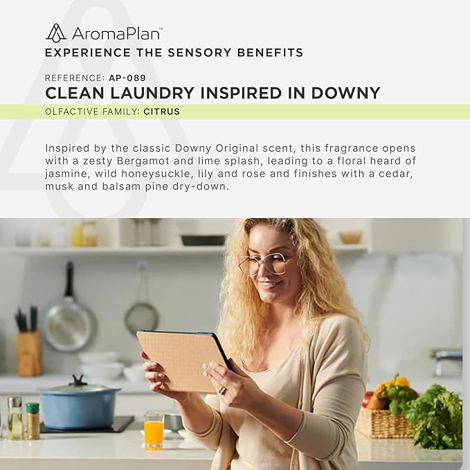 AromaPlan Scents, Clean Smelling Essential Oils, Clean Laundry Inspired by D. (5 Fl Oz /148ml)-Fresh Scent Essential Oil for Diffuser, USA Fragrance, Bigger Bottle, Bolder Aroma & Longer Lasting AromaPlan