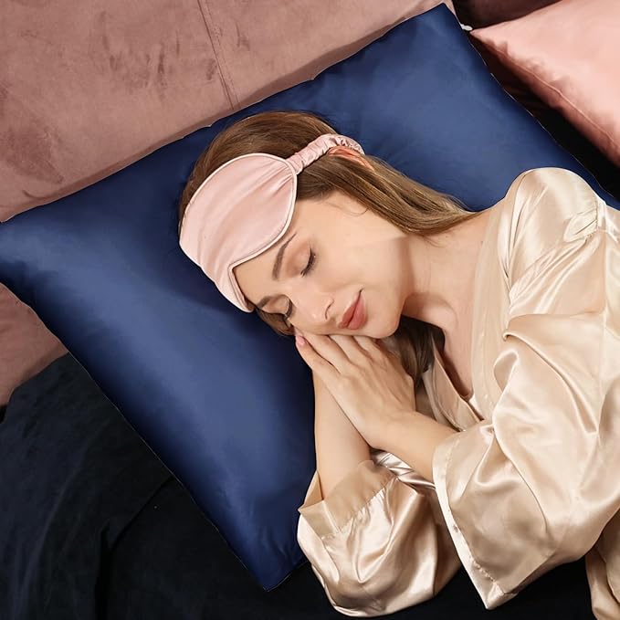 Adubor 100% Silk Pillowcase - Mulberry Silk Pillow Cases, 23 Momme 6A Grade Fibers, Silk Pillow Case for Hair and Skin Health, with Hidden Zipper (Queen 20''x30'', Navy Blue, 1PC) - Bloomnest