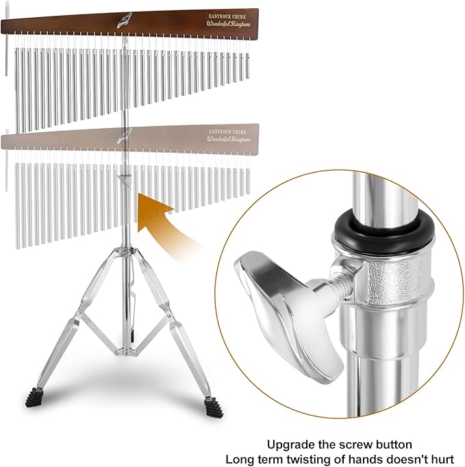 EASTROCK 36 Note Chimes Slant Style Musical Instruments Percussion Instrument European Ash Single-row Chime Bar Chimes Percussion Height-Adjustable Stand Silver - Bloomnest