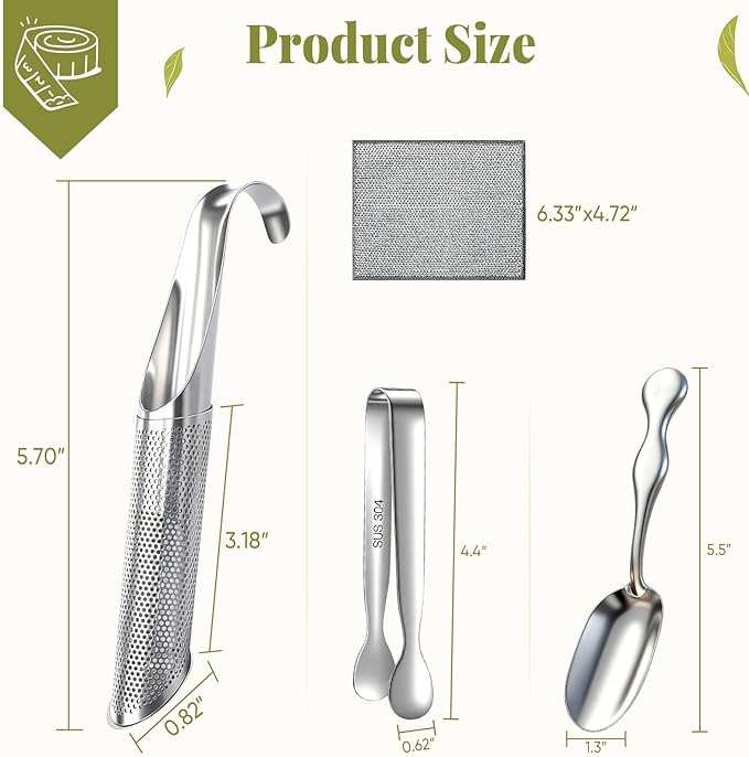2 Pcs Tea Infuser, Tea Diffusers for Loose Tea with Teaspoon Tea-tweezers Steel Wire Cloth, for All Kinds of Tea - Bloomnest