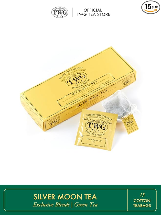 TWG Tea | Silver Moon Tea | Green Tea | Grand Berry & Vanilla | 15 Hand Sewn Cotton Tea Bags | Gift Set - Bloomnest