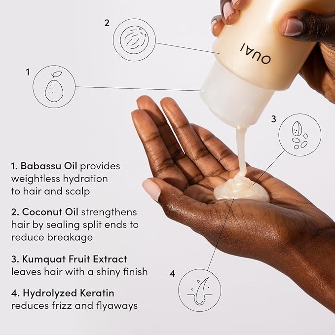 OUAI Medium Hair Shampoo and Conditioner Set - Sulfate-Free Shampoo and Conditioner for Women & Men - Made with Keratin, Shea Butter & Avocado Oil - Free of Parabens & Phthalates (10 Fl Oz) - Bloomnest