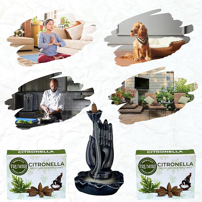 Citronella Backflow Incense Cones - 60 TotalIncense Waterfall Cones - 6 Packs (10 Each) TRUMIRI