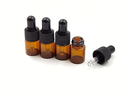 15Packs 2ml Tiny Amber Glass Mini Dropper Bottles for Essential Oils, Cosmetics, and Liquid Small Empty Travel Sample Vials with Dropper and Black Caps
