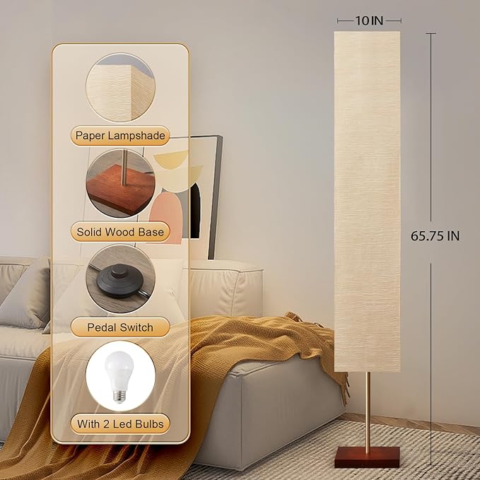 GyroVu 65“ Floor Lamp for Living Room, RGB Color Changing-2700K-6000K Corner Floor Lamp Standing Lamp for Living Room, Tall lamp with Remote Control for Bedroom, Office Beige(Bulbs Included) - Bloomnest