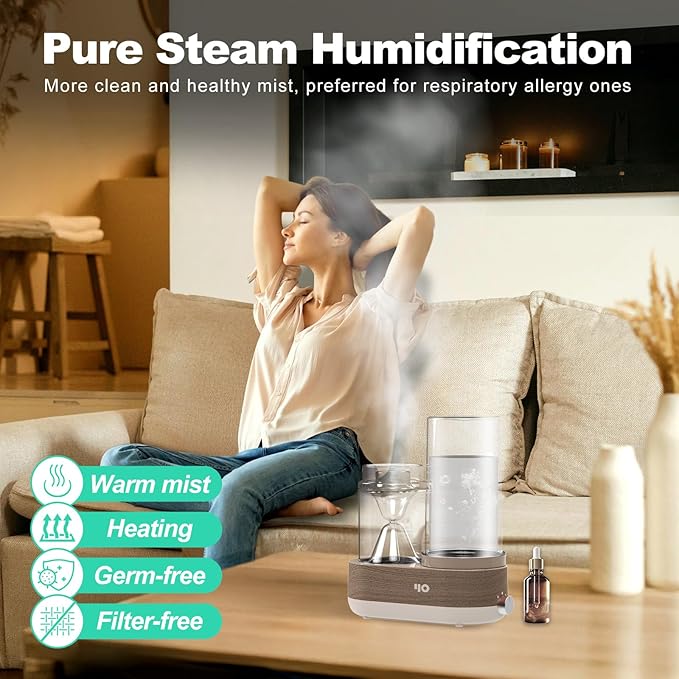 Y&O Glass Essential Oil Diffuser, 1600ml Steam Aromatherapy Diffuser with Glass Reservoir Auto-Off, Natural Fragrance Oil Vaporizer Humidifier for Home Office Spa Yoga - Bloomnest