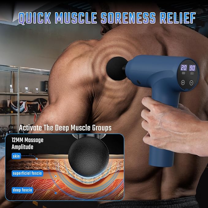 cotsoco Massage Gun Deep Tissue, Muscle Massage Gun with 9 Attachment Heads 20 Speeds & Silent Brushless Motor for Pain Relief, Handheld Percussion Back Massager Gun for Athletes - Bloomnest