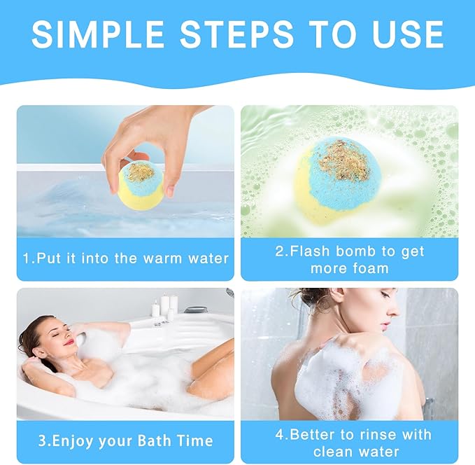 Bath Bombs for Women, USIN Natural Bubble Bath Balls Gift Set, Pack of 12 Pcs Multiple Bath Bomb, SPA Relaxing, Self Care, Gifts for Women, Men, Girls, Boys, Natural Flower Petals, 3.53 Oz Large Size - Bloomnest