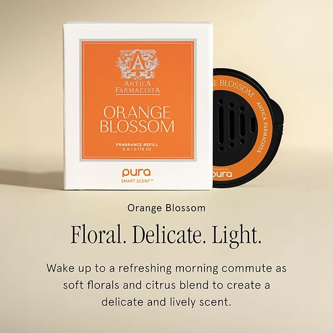 Pura Car Scent Refill - Fragrance for Pura Car Diffuser - Clean & Safe Luxury Diffuser Scent - Long-Lasting Fragrance for 30 Days of Aroma - Spring & Summer Household Essential - Orange Blossom - Bloomnest