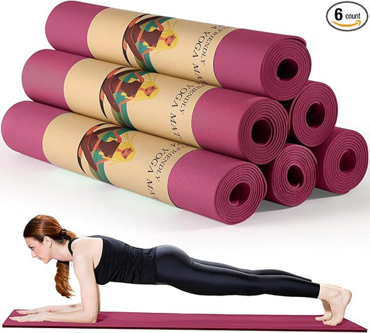 Timgle 6 Pack Yoga Mats Bulk Non Slip Exercise Yoga Mat Thick Anti Slip Tear Resistant Sports Gym for Fitness Stretching Home Workout and Studio - Bloomnest