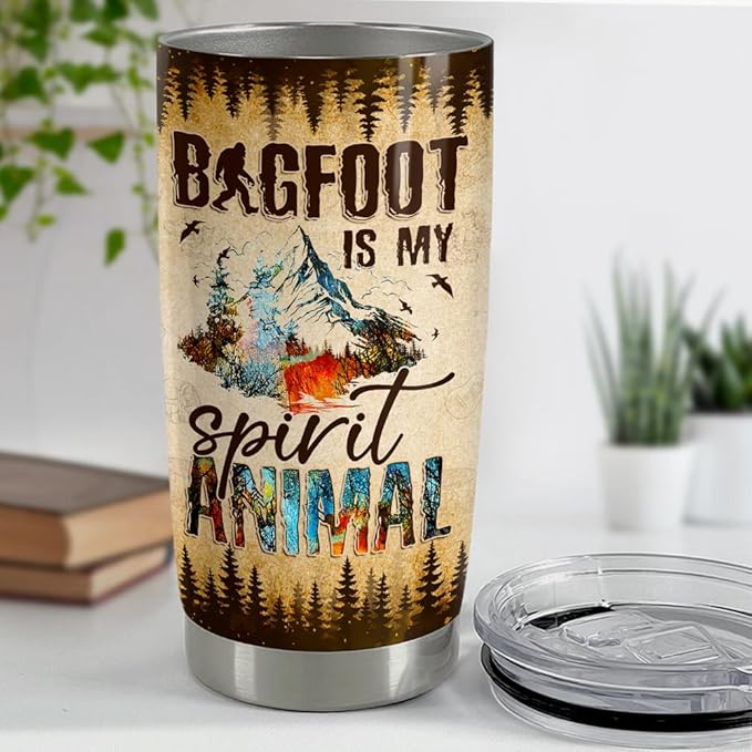 SANDJEST Bigfoot Tumbler Cup 20oz Sasquatch Gifts for Men Stainless Steel Insulated Tumblers Coffee Travel Mug Gift for Birthday Christmas - Bloomnest