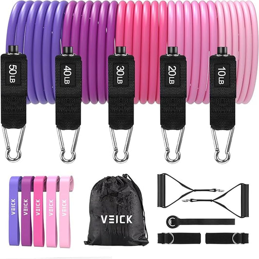 VEICK Resistance Bands, Exercise Bands, Workout Bands, Resistance Bands for Working Out with Handles for Men and Women, Exercising Bands for Fitness Weights Work Out at Home - Bloomnest